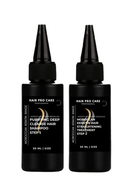 Hair Pro Care Moroccan Keratin Hair Straightening Brazilian Treatment & Shampoo Set 50ml