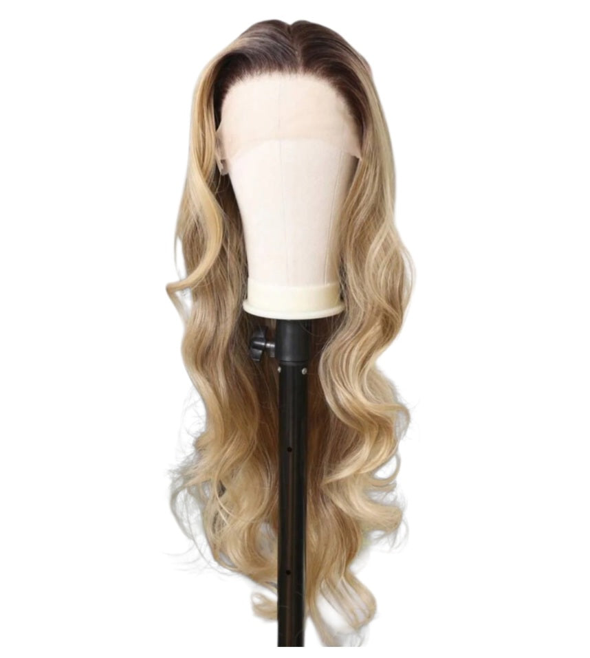 28 Inches Beyonce Style Ombre Blonde Luxury Wig (Heat Resistant Human Blend)