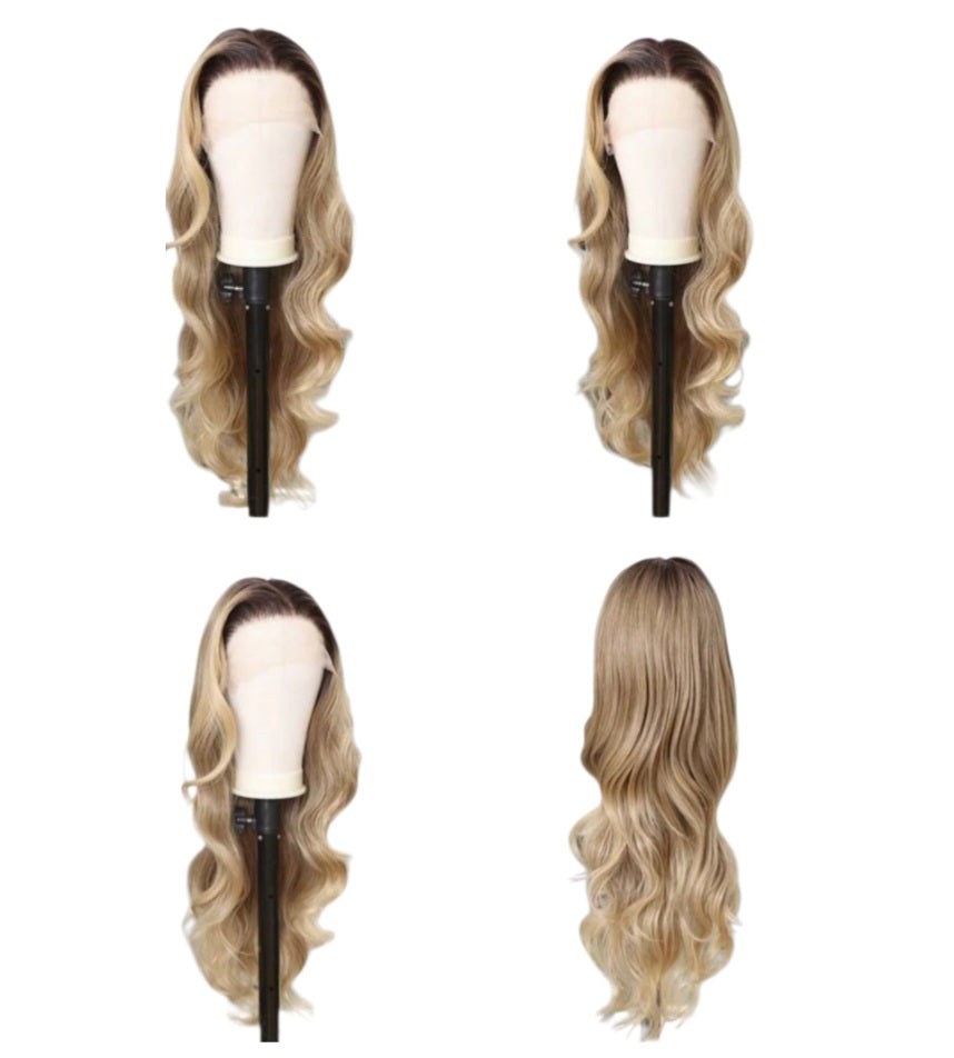 28 Inches Beyonce Style Ombre Blonde Luxury Wig (Heat Resistant Human Blend)